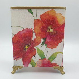 Red/Orange Poppies on a 7x6x4" Rectangle